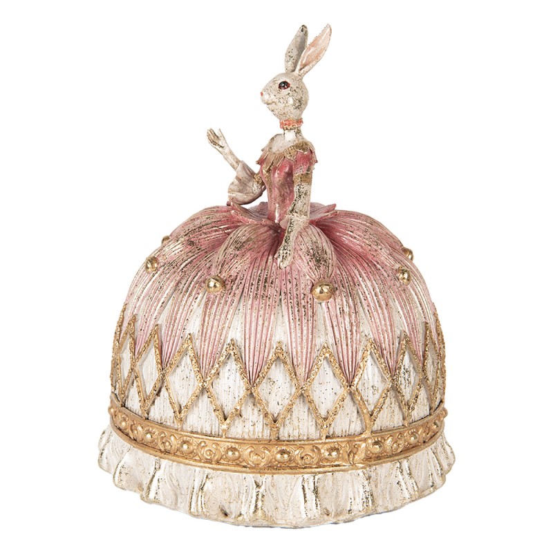 Clayre & Eef Decorative Figurine Rabbit Ø 23x28 cm White Pink Plastic
