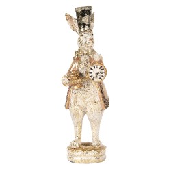 Clayre & Eef Decorative Figurine Rabbit 6x8x20 cm White Pink Plastic