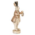 Clayre & Eef Statuetta decorativa Coniglio 6x8x20 cm Bianco Rosa  Plastica