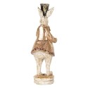 Clayre & Eef Statuetta decorativa Coniglio 6x8x20 cm Bianco Rosa  Plastica