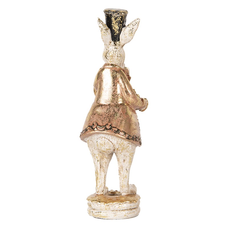 Clayre & Eef Statuetta decorativa Coniglio 6x8x20 cm Bianco Rosa  Plastica