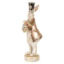 Clayre & Eef Statuetta decorativa Coniglio 6x8x20 cm Bianco Rosa  Plastica