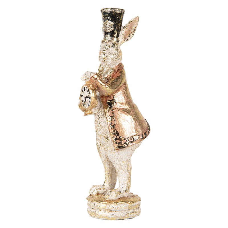 Clayre & Eef Statuetta decorativa Coniglio 6x8x20 cm Bianco Rosa  Plastica