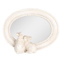 Clayre & Eef Table Mirror 22x5x17 cm Beige Plastic Glass Oval Rabbits