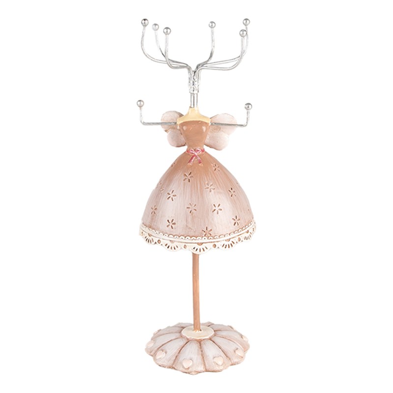 Clayre & Eef Présentoir à bijoux Ø 7x19 cm Beige Plastique Métal