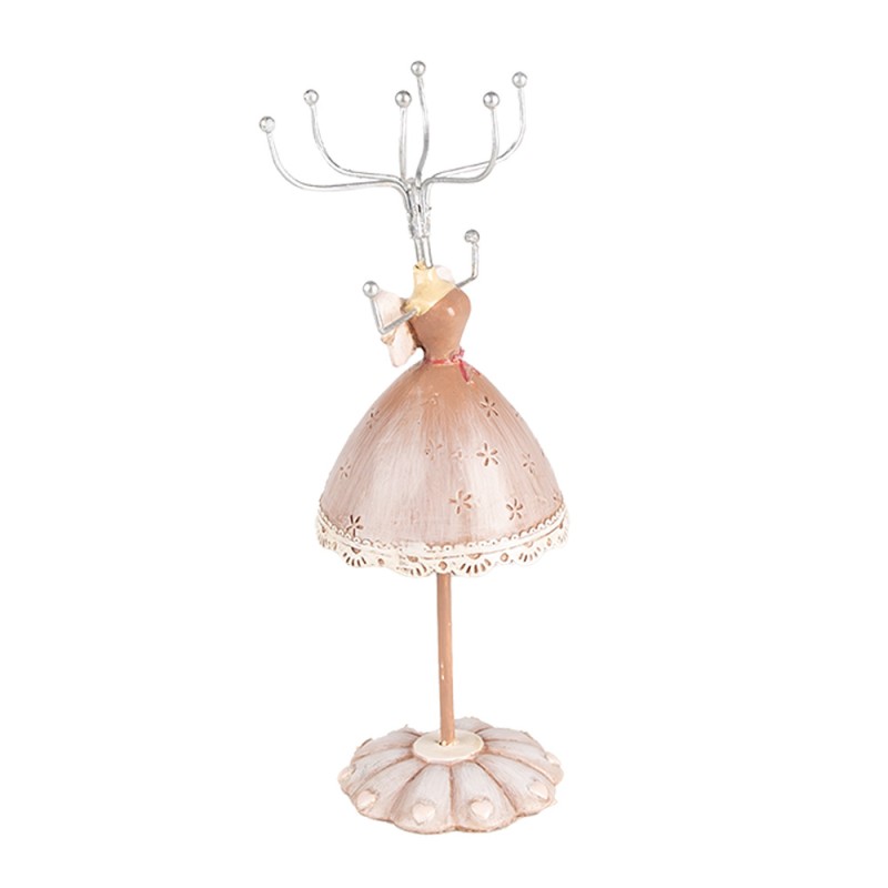 Clayre & Eef Présentoir à bijoux Ø 7x19 cm Beige Plastique Métal