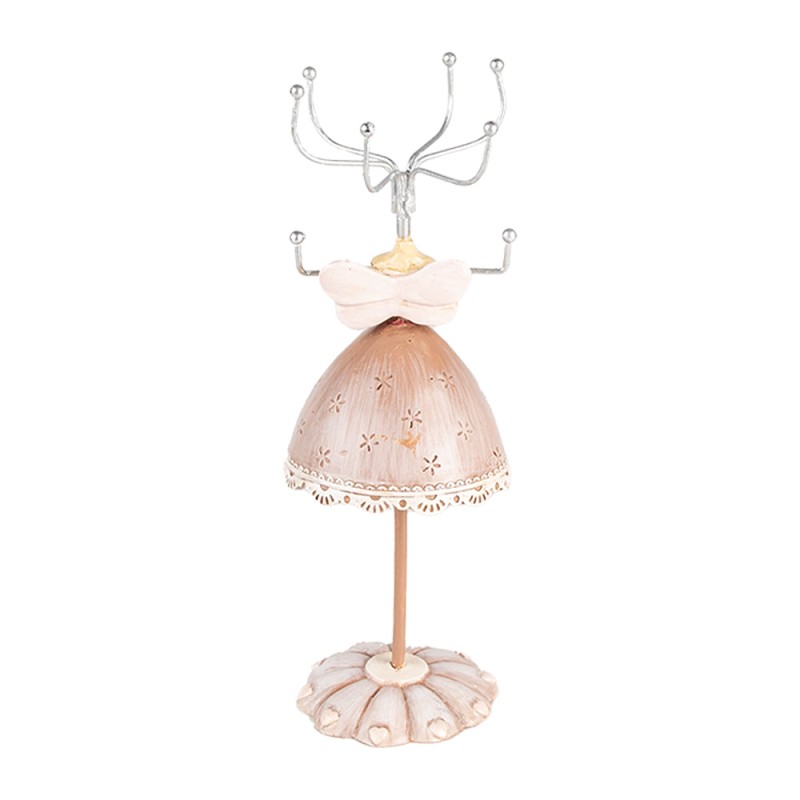 Clayre & Eef Présentoir à bijoux Ø 7x19 cm Beige Plastique Métal