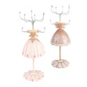 Clayre & Eef Présentoir à bijoux Ø 7x19 cm Beige Plastique Métal