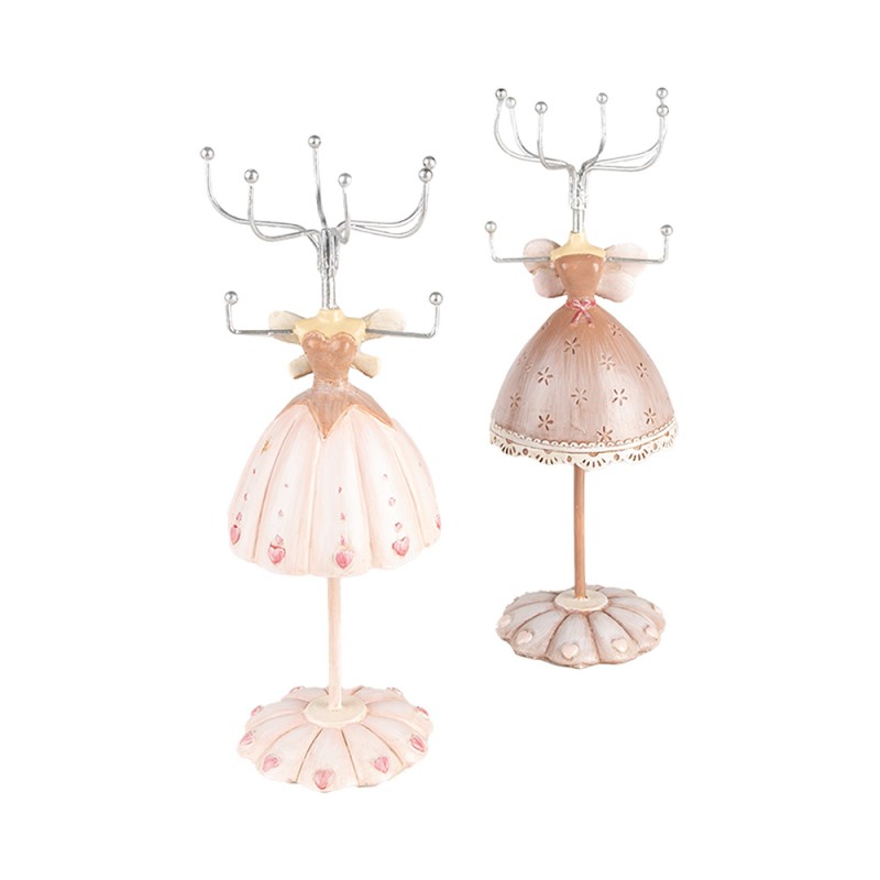 Clayre & Eef Sieraden Standaard Ø 7x19 cm Roze Kunststof Metaal