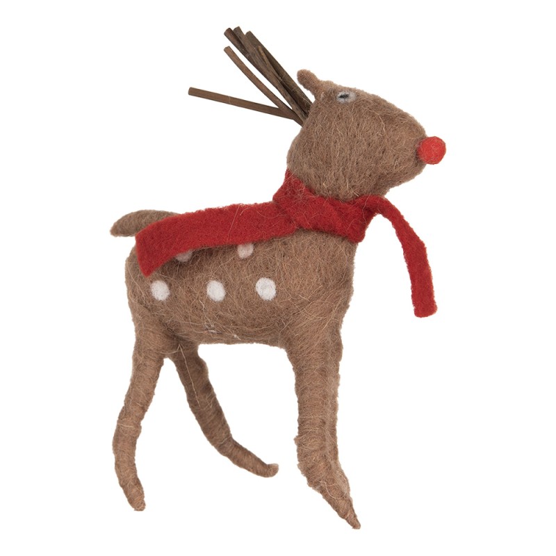 Clayre & Eef Dekorationsfigur Rentier 19 cm Braun Stoff