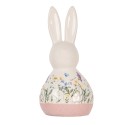 Clayre & Eef Figurine décorative Lapin 9x8x18 cm Blanc Rose Céramique