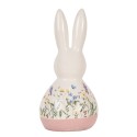 Clayre & Eef Figurine décorative Lapin 9x8x18 cm Blanc Rose Céramique