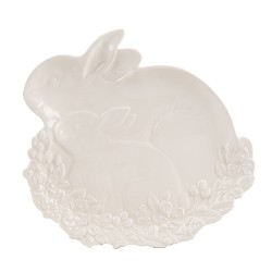 Clayre & Eef Bowl Rabbit 23x24x2 cm White Ceramic