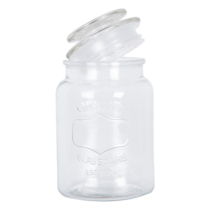 Clayre & Eef Pot de stockage Ø 11x18 cm Transparent Verre