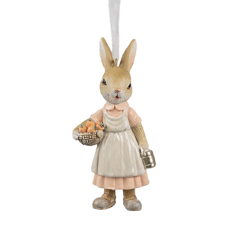Clayre & Eef Ciondolo di Pasqua Coniglio 12 cm Beige Plastica
