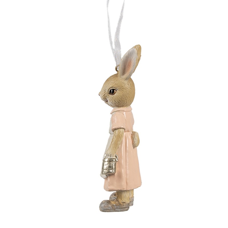 Clayre & Eef Ciondolo di Pasqua Coniglio 12 cm Beige Plastica