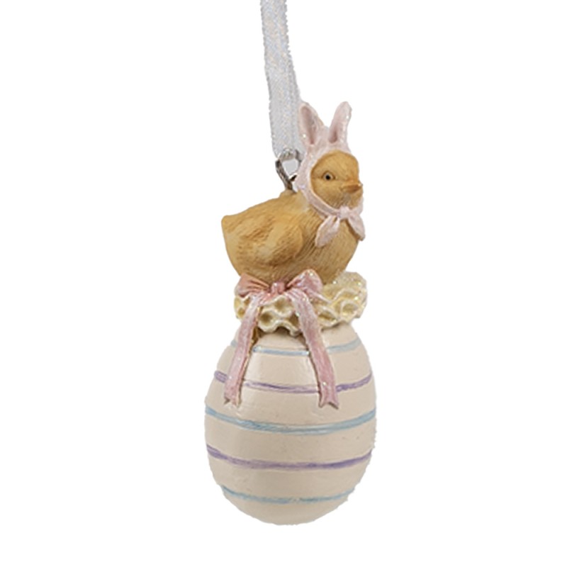 Clayre & Eef Osteranhänger Küken 7 cm Gelb Kunststoff