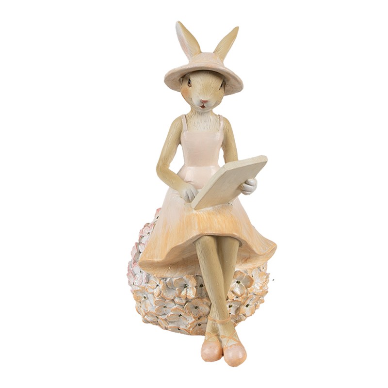 Clayre & Eef Statuetta decorativa Coniglio 10x9x17 cm Beige Plastica