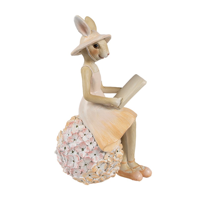 Clayre & Eef Statuetta decorativa Coniglio 10x9x17 cm Beige Plastica