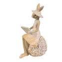 Clayre & Eef Statuetta decorativa Coniglio 10x9x17 cm Beige Plastica
