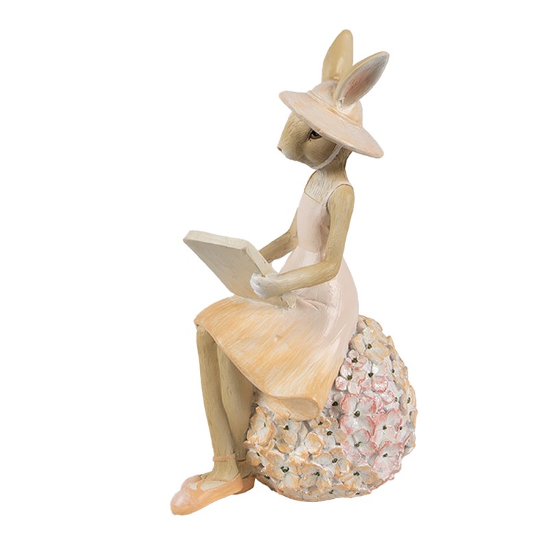 Clayre & Eef Statuetta decorativa Coniglio 10x9x17 cm Beige Plastica