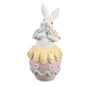 Clayre & Eef Statuetta decorativa Coniglio 7x8x16 cm Bianco Rosa  Plastica