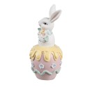 Clayre & Eef Statuetta decorativa Coniglio 7x8x16 cm Bianco Rosa  Plastica
