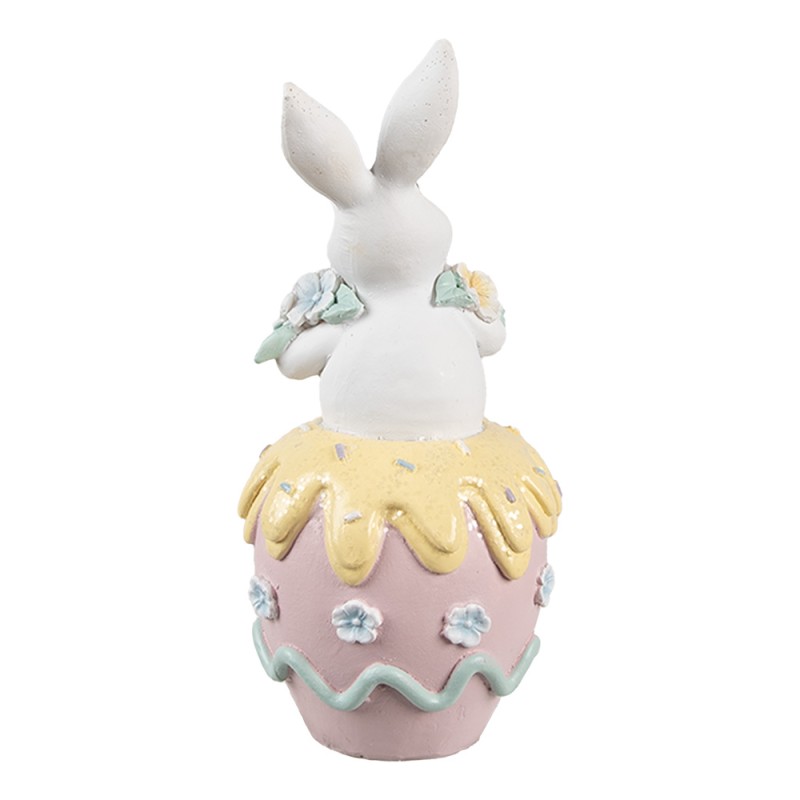 Clayre & Eef Statuetta decorativa Coniglio 7x8x16 cm Bianco Rosa  Plastica