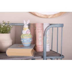 Clayre & Eef Decorative Figurine Rabbit Ø 7x16 cm White Plastic