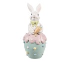 Clayre & Eef Figurine décorative Lapin Ø 7x16 cm Blanc Bleu Plastique