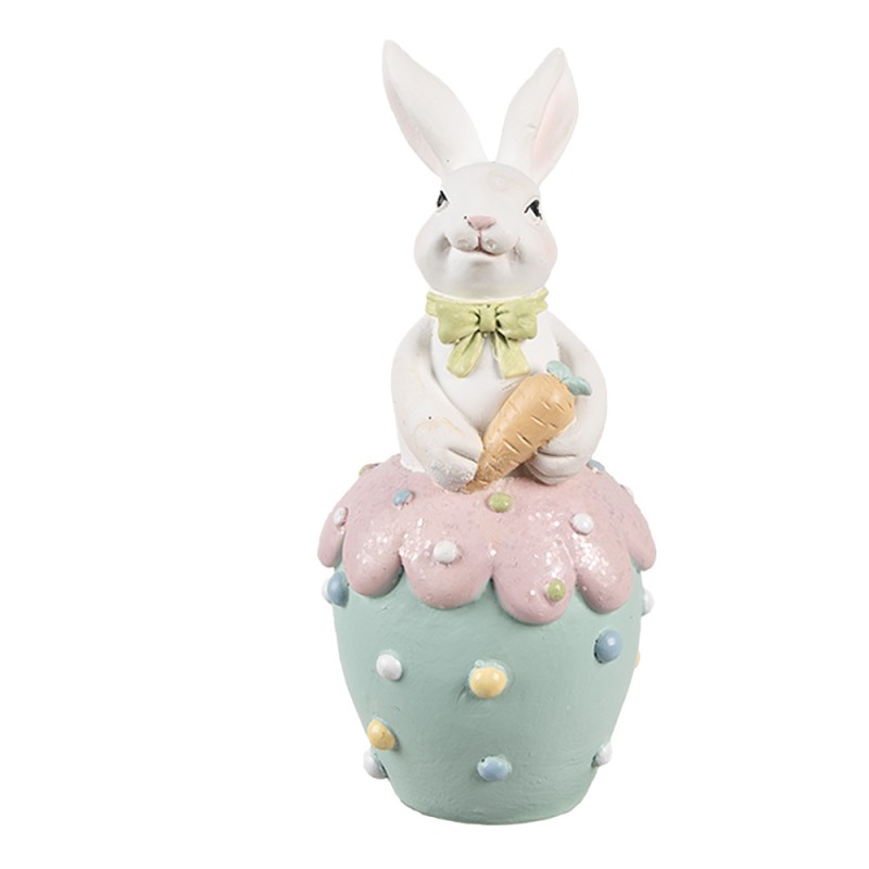 Clayre & Eef Figurine décorative Lapin Ø 7x16 cm Blanc Bleu Plastique