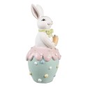 Clayre & Eef Figurine décorative Lapin Ø 7x16 cm Blanc Bleu Plastique