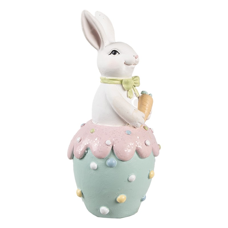 Clayre & Eef Figurine décorative Lapin Ø 7x16 cm Blanc Bleu Plastique