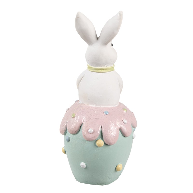 Clayre & Eef Figurine décorative Lapin Ø 7x16 cm Blanc Bleu Plastique