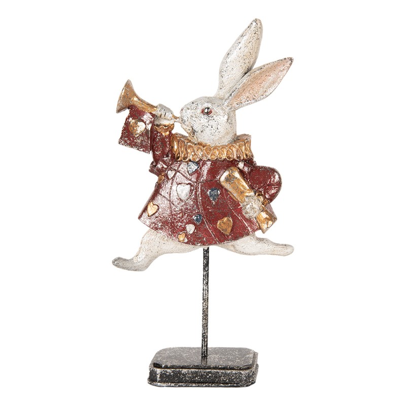 Clayre & Eef Decorative Figurine Rabbit 18x7x34 cm White Red Plastic