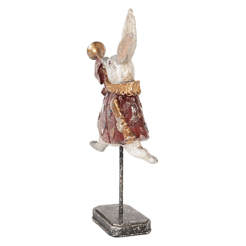 Clayre & Eef Decorative Figurine Rabbit 18x7x34 cm White Red Plastic