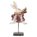 Clayre & Eef Decorative Figurine Rabbit 18x7x34 cm White Red Plastic
