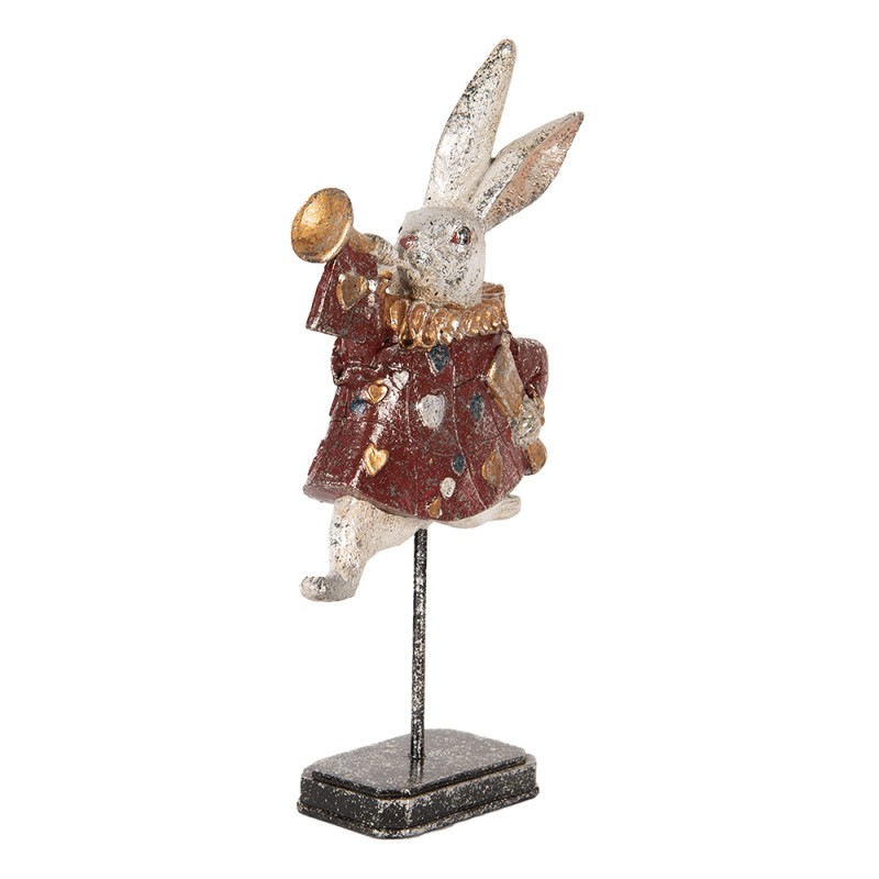 Clayre & Eef Decorative Figurine Rabbit 18x7x34 cm White Red Plastic