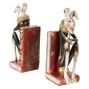 Clayre & Eef Bookends Set of 2 Rabbit 25x11x31 cm White Red Plastic