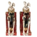 Clayre & Eef Bookends Set of 2 Rabbit 25x11x31 cm White Red Plastic