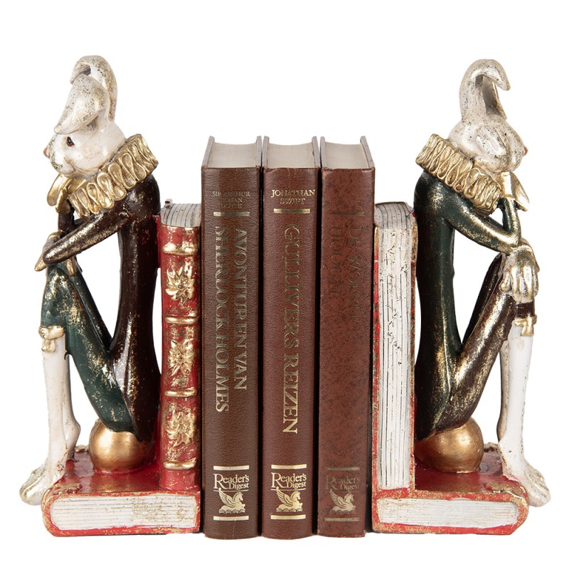 Clayre & Eef Bookends Set of 2 Rabbit 25x11x31 cm White Red Plastic