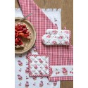 Clayre & Eef Theedoek  set van 6 stuks  50x70 cm Rood Wit Katoen Cupcakes Keukenhanddoek