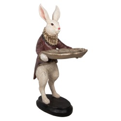 Clayre & Eef Decorative Figurine Rabbit 50x63x107 cm Beige Red Plastic