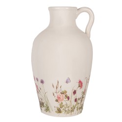 Clayre & Eef Decoratie Kan Ø 30x50 cm Beige Roze Keramiek Bloemen