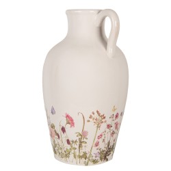 Clayre & Eef Decoratie Kan Ø 30x50 cm Beige Roze Keramiek Bloemen