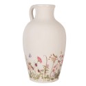 Clayre & Eef Decoratie Kan Ø 30x50 cm Beige Roze Keramiek Bloemen