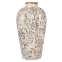 Clayre & Eef Vase Ø 21x35 cm Beige Grau Keramik Blumen