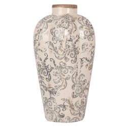 Clayre & Eef Vase Ø 21x35 cm Beige Grey Ceramic Flowers