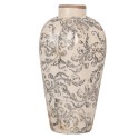 Clayre & Eef Vaas Ø 17x30 cm Beige Grijs Keramiek Bloemen