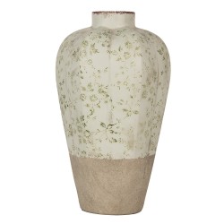 Clayre & Eef Vase Ø 24x38 cm Beige Green Ceramic Flowers